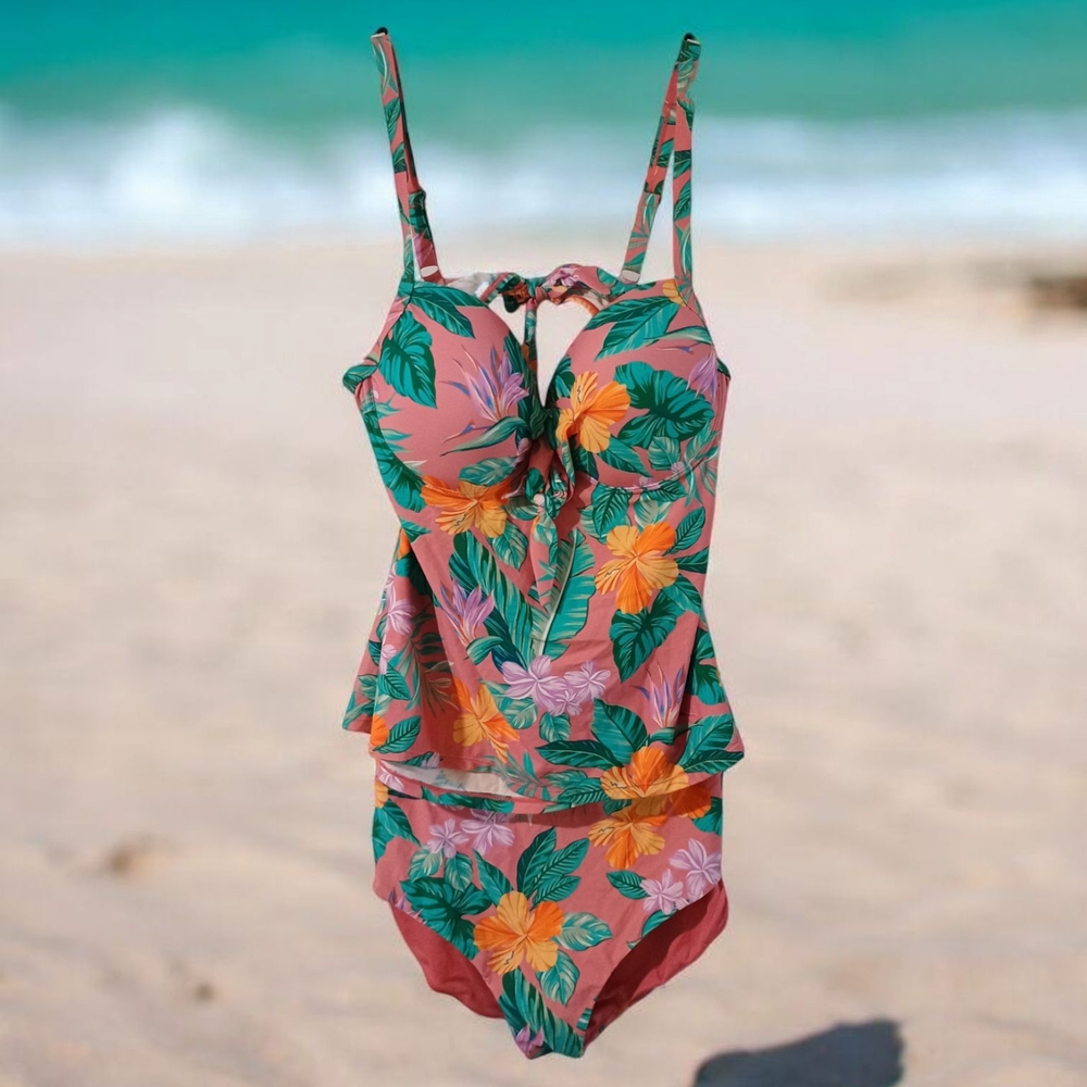 Stylish Swimwear 2pc Tropical Tankini